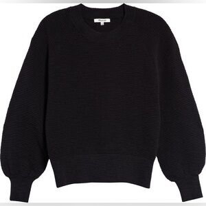 Madewell Stronger‎ Raglan Pullover Sweater Black Ribbed Size XS